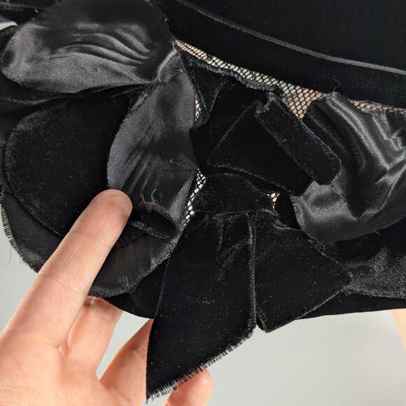 Eleanor Mack Park Royal Black Velvet Cartwheel mourning hat size small - Picture 5 of 9